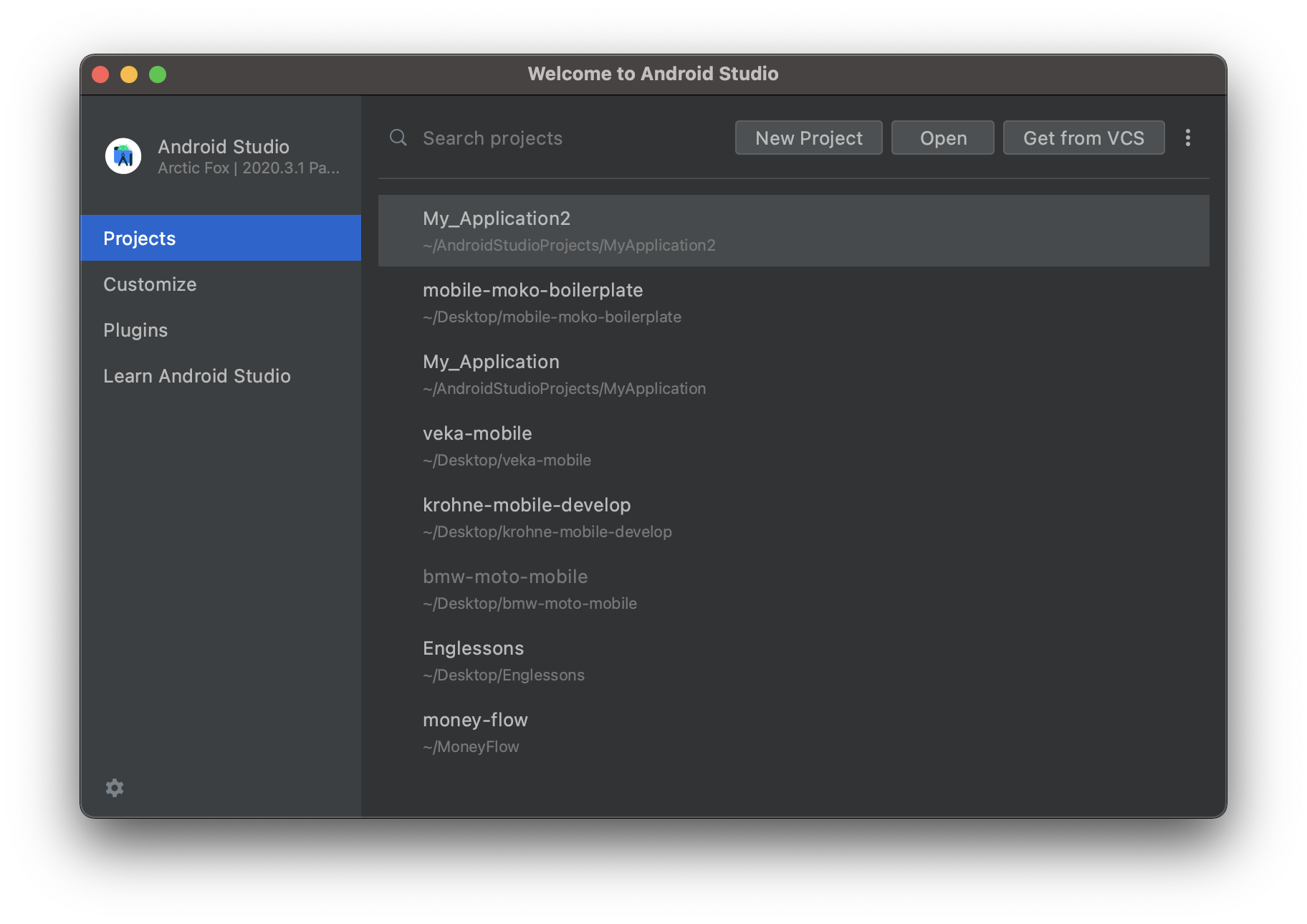 android studio welcome