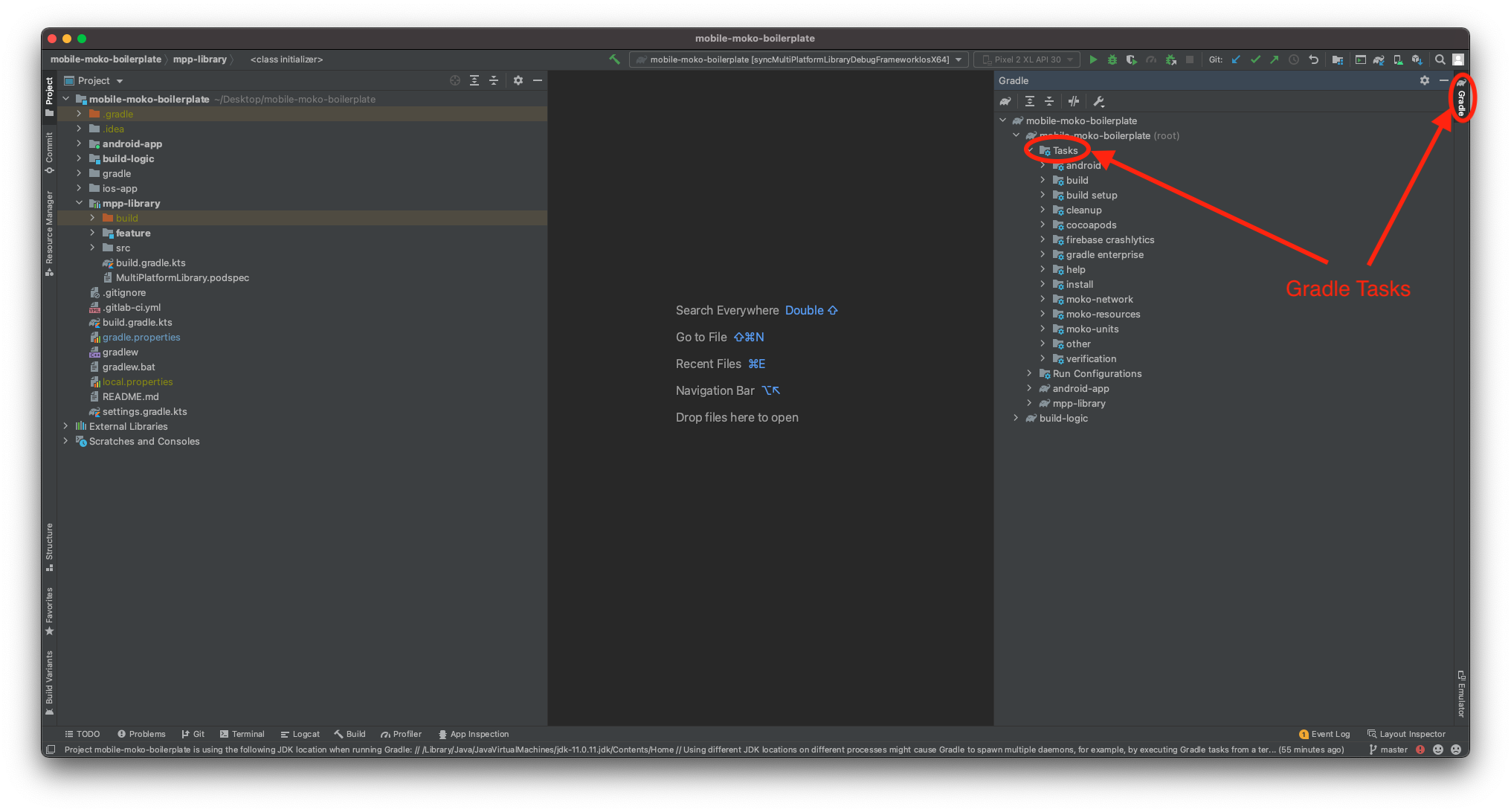 android studio gradte tasks after sync